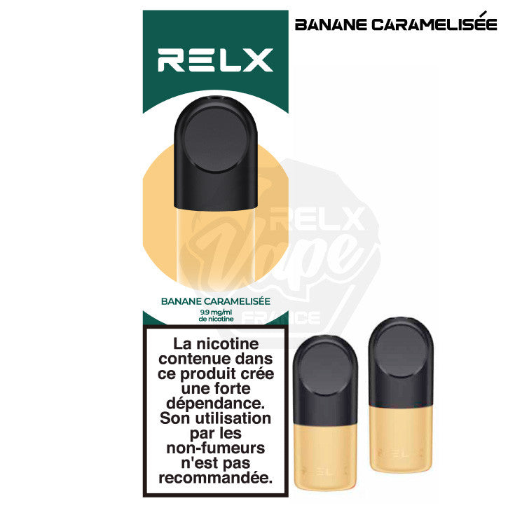 pod relx banane, relx recharge banane, pod relx banane caramel, relx banane caramel