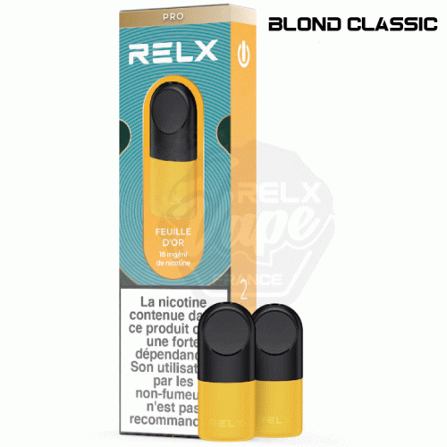 Pack de 2 pods RELX Pro saveur Feuille d'Or, tabac blond, 18 mg/ml de nicotine