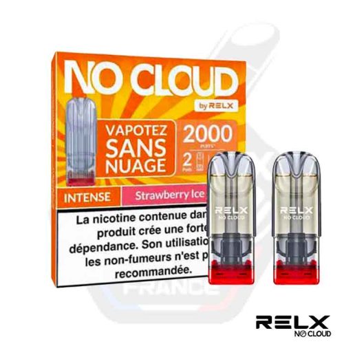 Pack de 2 pods RELX No Cloud Intense Strawberry Ice avec boîte orange