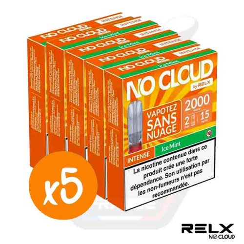 Lot de 5 boîtes RELX No Cloud Intense Ice Mint