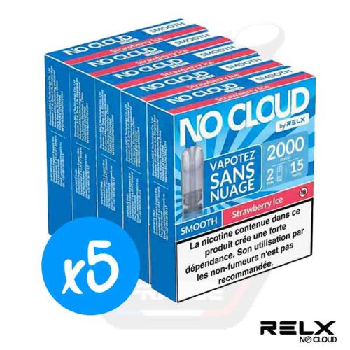 Cinq boîtes bleues RELX No Cloud Smooth Strawberry Ice